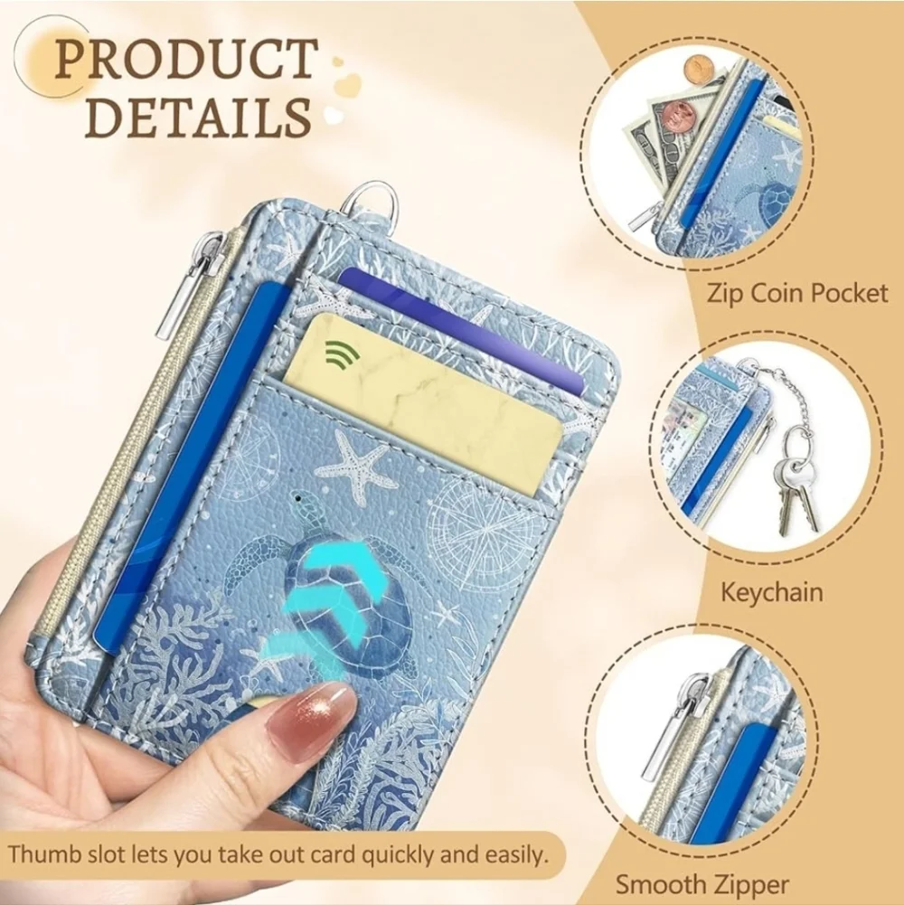 Blue Card Organizer with Turtle Design